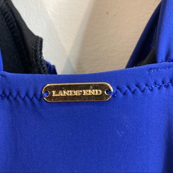 LAND’S END Sz 4 Cross Ruched Chest Fabric Wide Strap  Built in Bra Bathingsuit - Picture 5 of 8